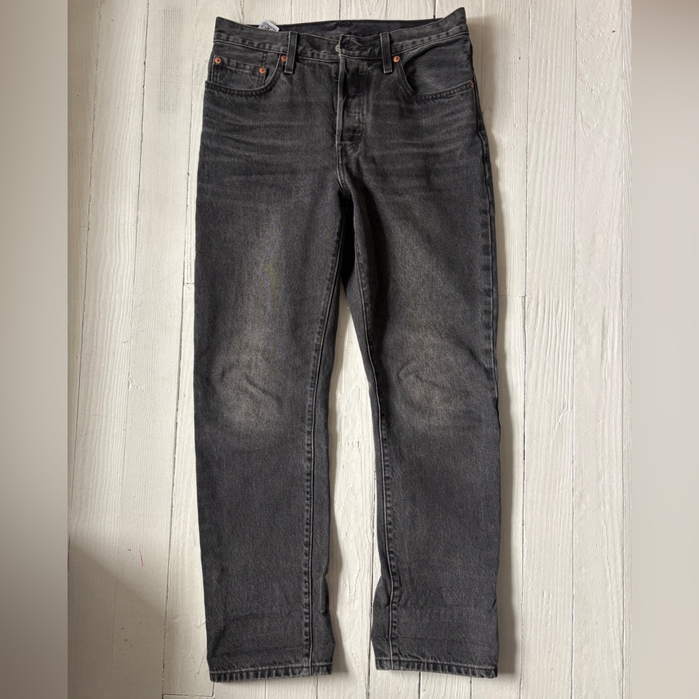 Levi's 501 black stone wash button fly jeans